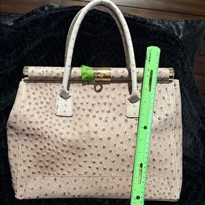 Chic Cream Ostrich-Embossed Satchel